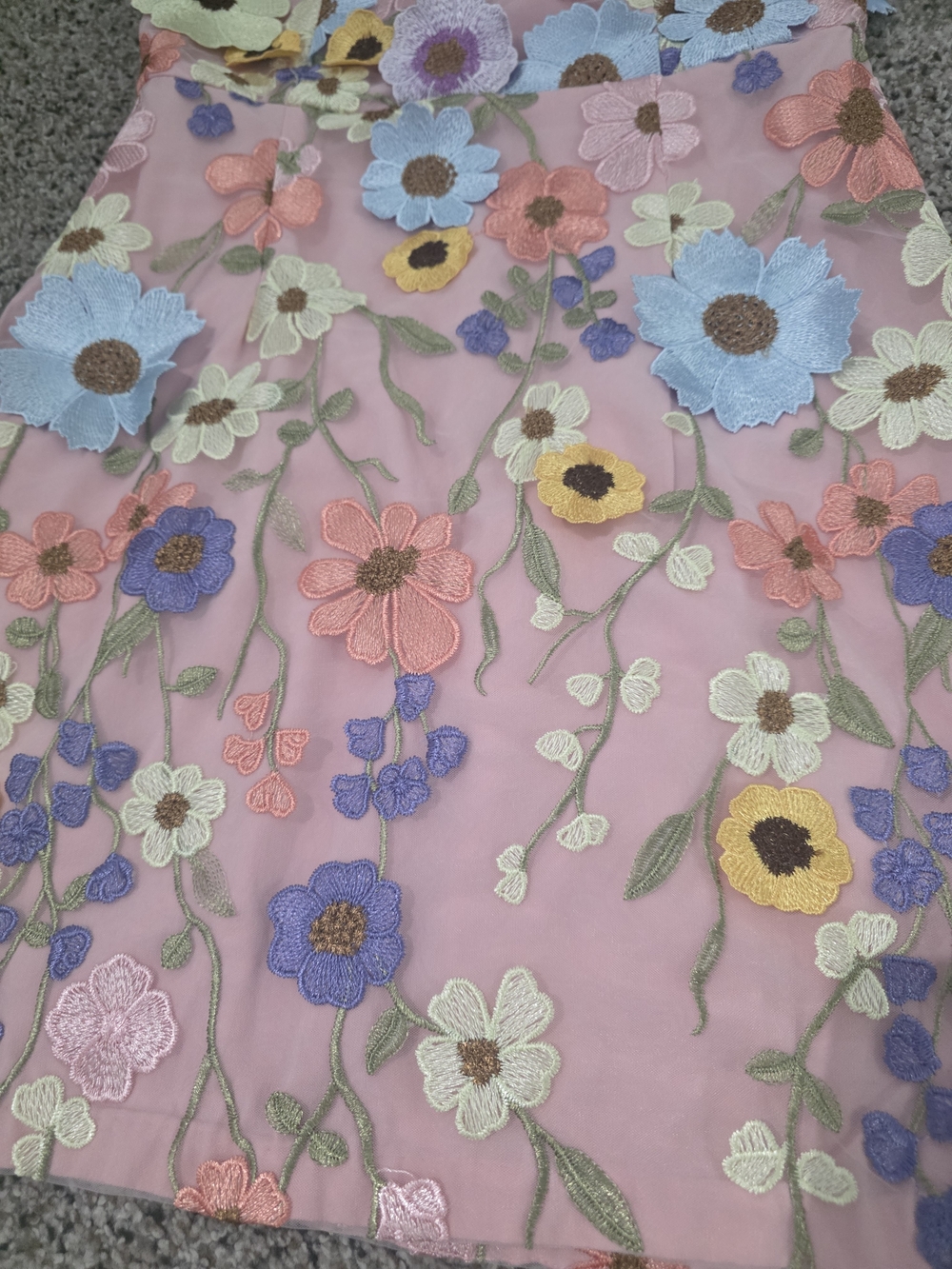 Embellished Pink Floral Boutique Dress Sz LARGE Dimensional Flowers - Picture 5 of 11